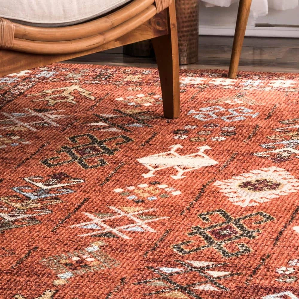 Wilma Transitional Tribal Orange 7 ft. x 9 ft. Area Rug by nuLOOM 5 Wilma Transitional Tribal Orange 7 ft. x 9 ft. Area Rug by nuLOOM - Image 5