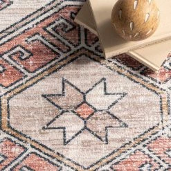 Mae Machine Washable Tribal Motif Peach 8 ft. x 10 ft. Indoor Area Rug by nuLOOM -nuLOOM Sales Store peach nuloom area rugs birv01a 8010 4f 1000