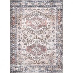 Mae Machine Washable Tribal Motif Peach 8 ft. x 10 ft. Indoor Area Rug by nuLOOM