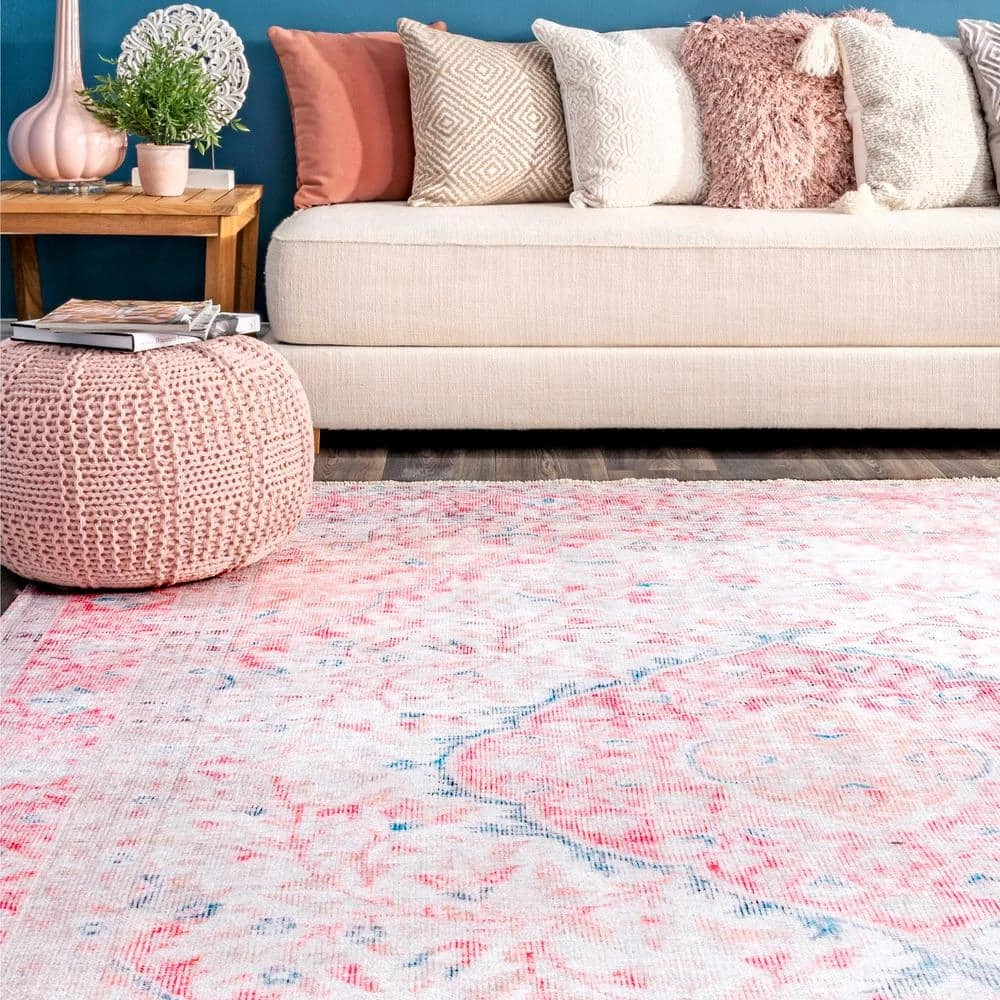 Patsy Persian Medallion Pink 8 ft. x 10 ft. Area Rug by nuLOOM 5 Patsy Persian Medallion Pink 8 ft. x 10 ft. Area Rug by nuLOOM - Image 5