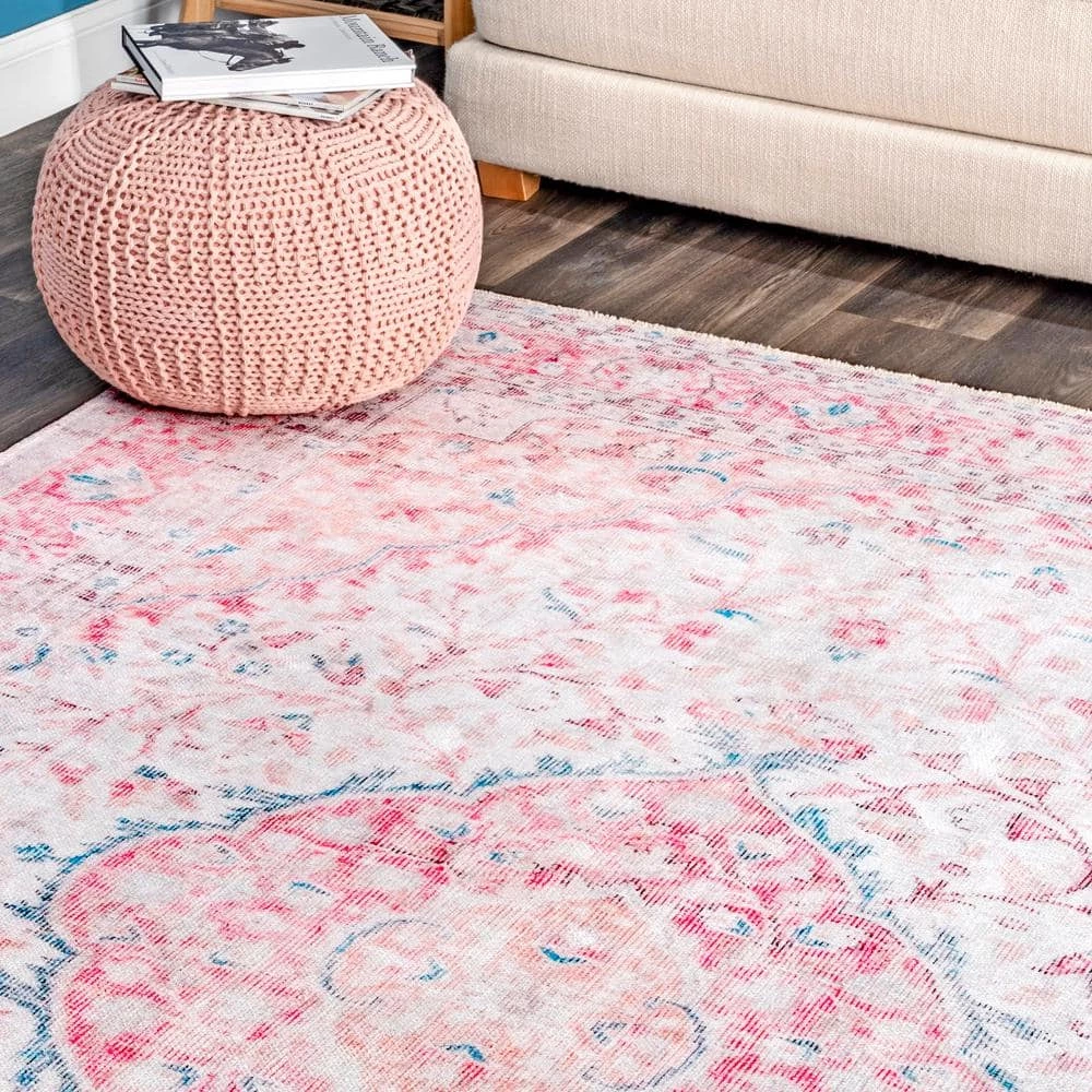 Patsy Persian Medallion Pink 8 ft. x 10 ft. Area Rug by nuLOOM 3 Patsy Persian Medallion Pink 8 ft. x 10 ft. Area Rug by nuLOOM - Image 3