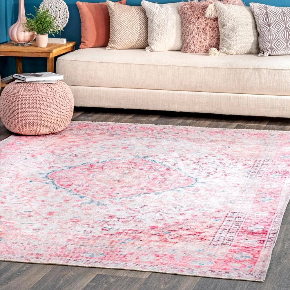 Patsy Persian Medallion Pink 8 ft. x 10 ft. Area Rug by nuLOOM 2 Patsy Persian Medallion Pink 8 ft. x 10 ft. Area Rug by nuLOOM - Image 2