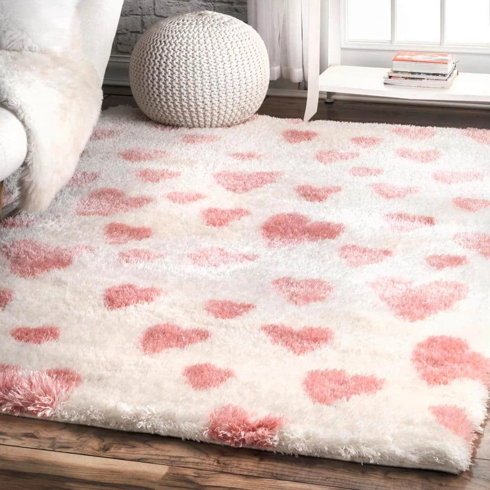 Alison Heart Shag Pink 8 ft. x 10 ft. Area Rug by nuLOOM 2 Alison Heart Shag Pink 8 ft. x 10 ft. Area Rug by nuLOOM - Image 2