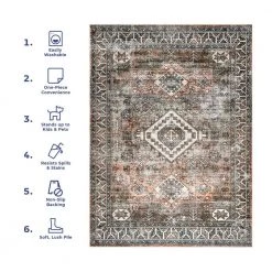 Bowie Rust 8 ft. x 10 ft. Machine Washable Tribal Pattern Indoor Area Rug by nuLOOM -nuLOOM Sales Store rust nuloom area rugs birv07a 8010 31 1000