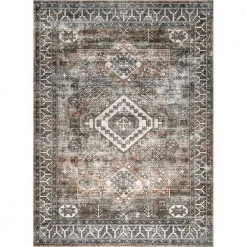 Bowie Rust 8 ft. x 10 ft. Machine Washable Tribal Pattern Indoor Area Rug by nuLOOM