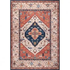 Carolyn Machine Washable Tribal Motif Rust 5 ft. x 8 ft. Indoor Area Rug by nuLOOM