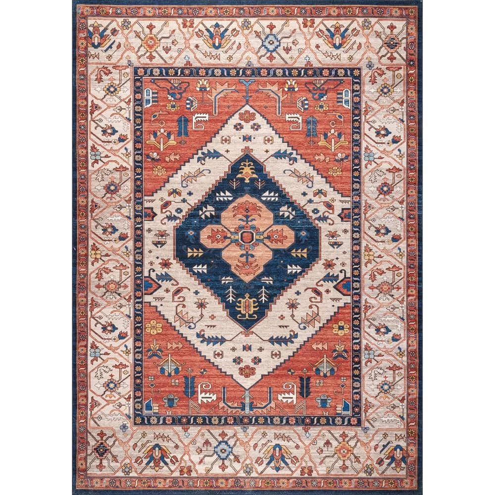 Carolyn Machine Washable Tribal Motif Rust 5 ft. x 8 ft. Indoor Area Rug by nuLOOM 1 Carolyn Machine Washable Tribal Motif Rust 5 ft. x 8 ft. Indoor Area Rug by nuLOOM