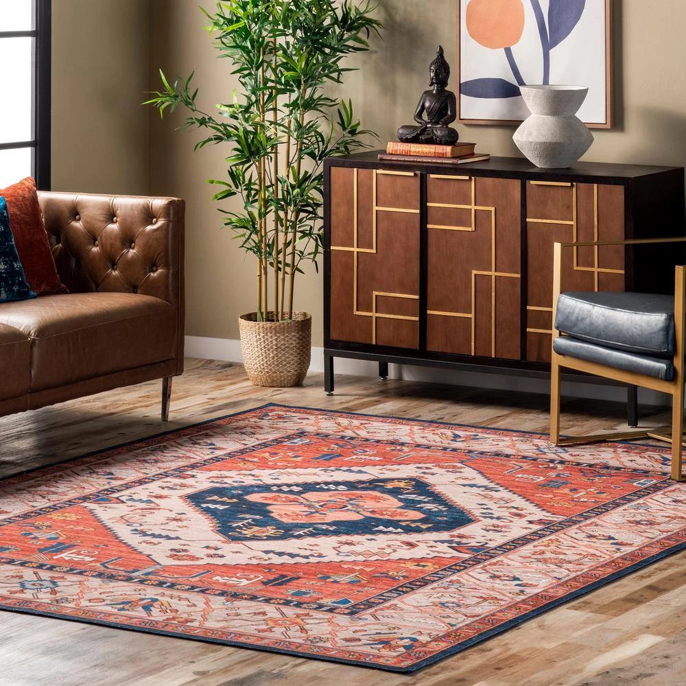 Carolyn Machine Washable Tribal Motif Rust 5 ft. x 8 ft. Indoor Area Rug by nuLOOM 2 Carolyn Machine Washable Tribal Motif Rust 5 ft. x 8 ft. Indoor Area Rug by nuLOOM - Image 2