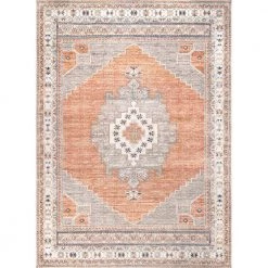 Alicia Machine Washable Medallion Rust 8 ft. x 10 ft. Indoor Area Rug by nuLOOM