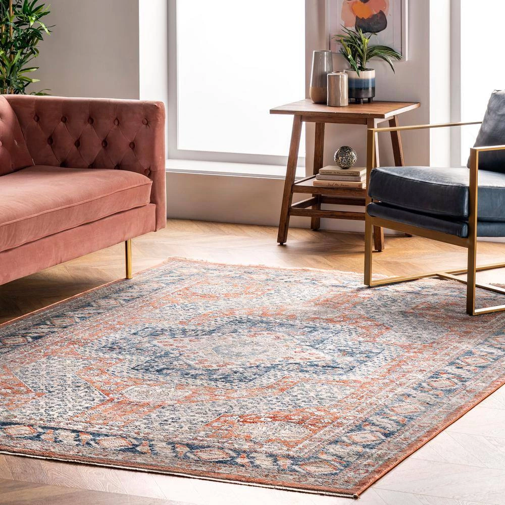 Westlyn Faded Medallion Rust 8 ft. 10 in. x 12 ft. Indoor Area Rug by nuLOOM 2 Westlyn Faded Medallion Rust 8 ft. 10 in. x 12 ft. Indoor Area Rug by nuLOOM - Image 2