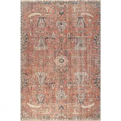 Sariyah Printed Floral Rust 8 ft. x 10 ft. Area Rug by nuLOOM