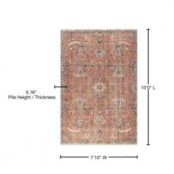 Sariyah Printed Floral Rust 8 ft. x 10 ft. Area Rug by nuLOOM -nuLOOM Sales Store rust nuloom area rugs mkcl11a 8010 76 1000