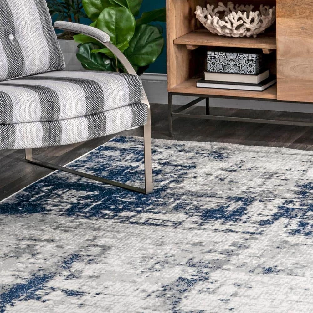 Madalynn Modern Silver 8 ft. x 10 ft. Abstract Indoor Area Rug by nuLOOM 4 Madalynn Modern Silver 8 ft. x 10 ft. Abstract Indoor Area Rug by nuLOOM - Image 4