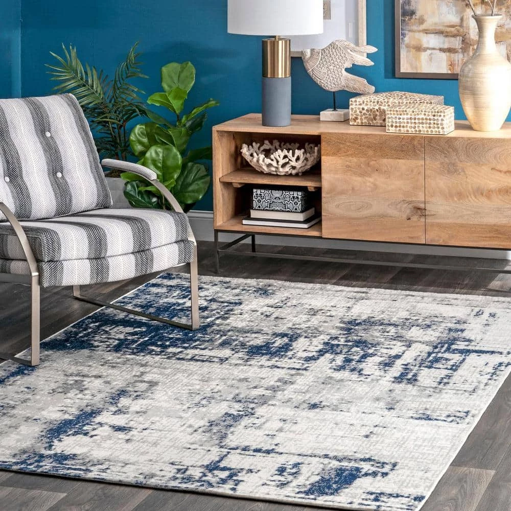 Madalynn Modern Silver 8 ft. x 10 ft. Abstract Indoor Area Rug by nuLOOM 2 Madalynn Modern Silver 8 ft. x 10 ft. Abstract Indoor Area Rug by nuLOOM - Image 2