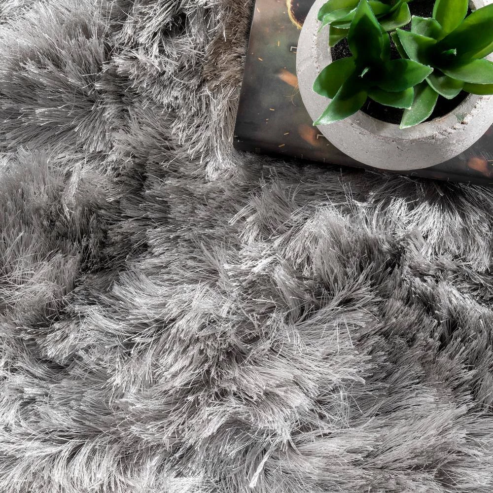Latonia Silken Shag Silver 12 ft. x 15 ft. Indoor Area Rug by nuLOOM 4 Latonia Silken Shag Silver 12 ft. x 15 ft. Indoor Area Rug by nuLOOM - Image 4