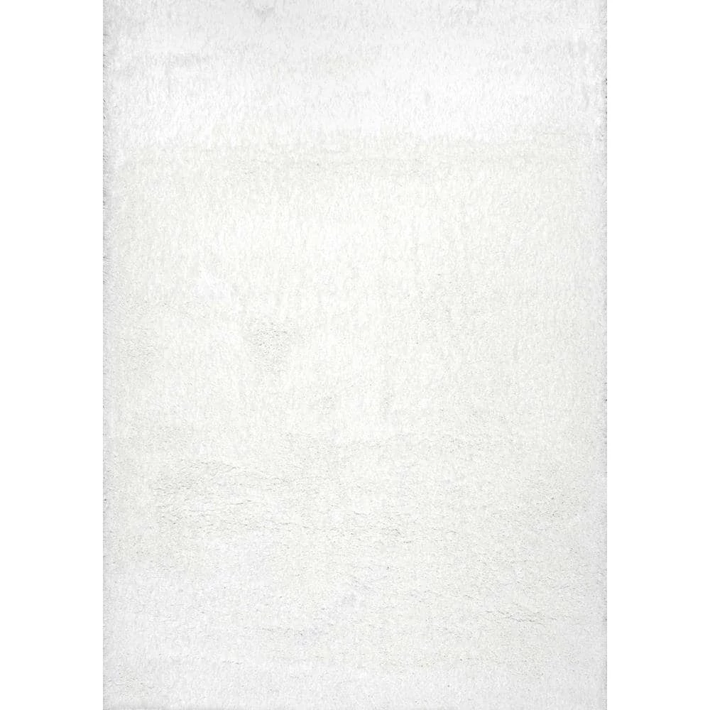 Gynel Solid Shag Snow White 8 ft. x 10 ft. Area Rug by nuLOOM 1 Gynel Solid Shag Snow White 8 ft. x 10 ft. Area Rug by nuLOOM