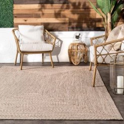 Lefebvre Casual Braided Tan 5 ft. x 8 ft. Indoor/Outdoor Area Rug by nuLOOM -nuLOOM Sales Store tan nuloom outdoor rugs hjfv01g 508 fa 1000
