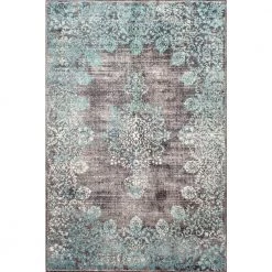 Lacy Vintage Floral Teal 5 ft. x 8 ft. Area Rug by nuLOOM