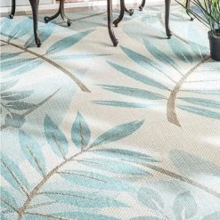 Trudy Art Deco Leaves Turquoise 5 ft. x 8 ft. Indoor/Outdoor Area Rug by nuLOOM 7 Trudy Art Deco Leaves Turquoise 5 ft. x 8 ft. Indoor/Outdoor Area Rug by nuLOOM -nuLOOM Sales Store turquoise nuloom outdoor rugs ocav05b 53076 40 1000