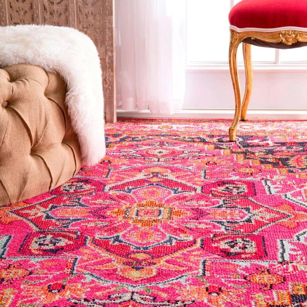 Mackenzie Persian Medallion Violet Pink 8 ft. x 11 ft. Area Rug by nuLOOM 7 Mackenzie Persian Medallion Violet Pink 8 ft. x 11 ft. Area Rug by nuLOOM - Image 7