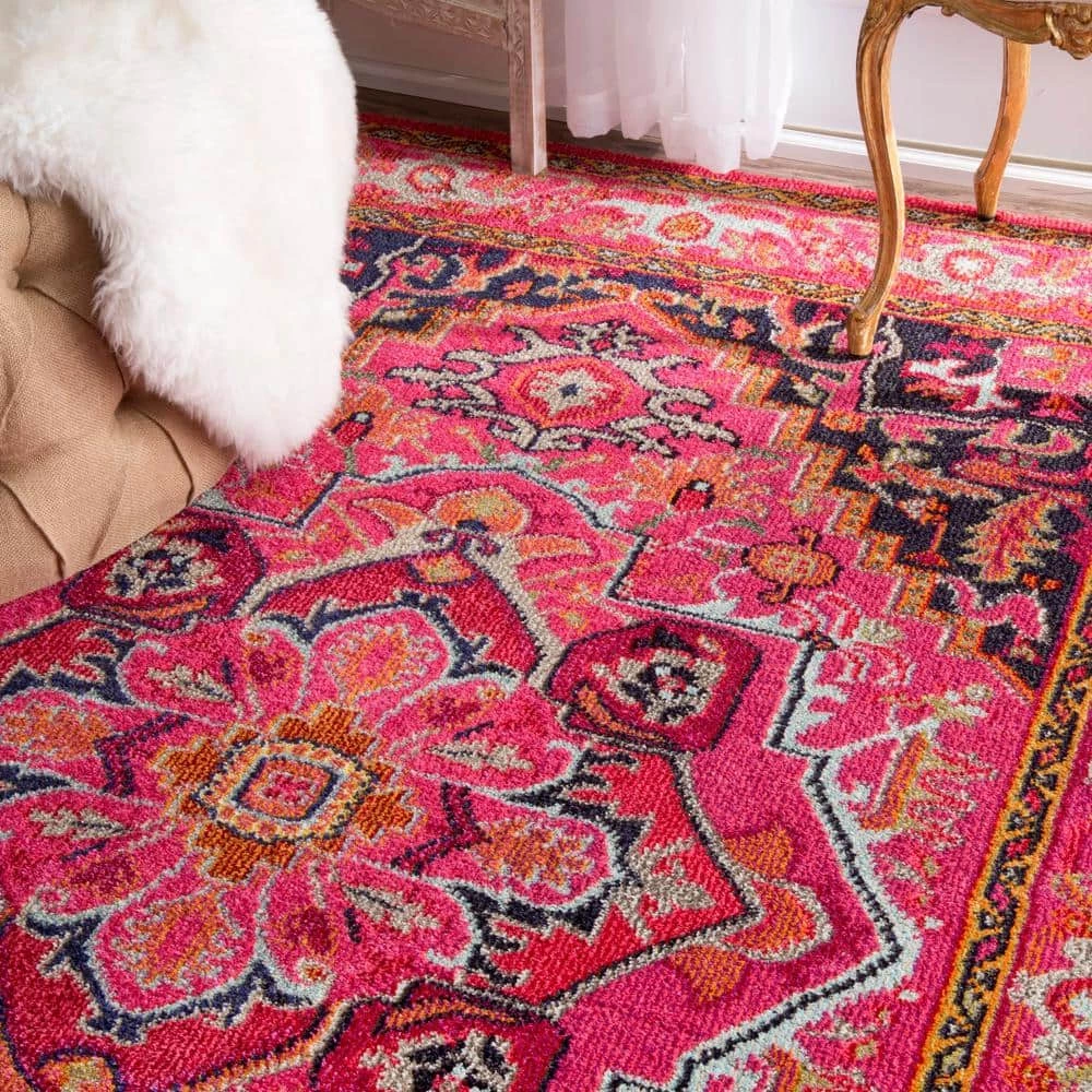 Mackenzie Persian Medallion Violet Pink 8 ft. x 11 ft. Area Rug by nuLOOM 4 Mackenzie Persian Medallion Violet Pink 8 ft. x 11 ft. Area Rug by nuLOOM - Image 4