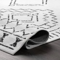 Noa Machine Washable Tribal Moroccan White 8 ft. x 10 ft. Indoor Area Rug by nuLOOM -nuLOOM Sales Store white nuloom area rugs birv09a 8010 1f 1000