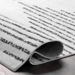 Romina Diamond Stripes Machine Washable White 8 ft. x 10 ft. Indoor Area Rug by nuLOOM -nuLOOM Sales Store white nuloom area rugs birv10a 8010 1f 1000