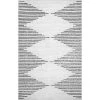 Romina Diamond Stripes Machine Washable White 8 ft. x 10 ft. Indoor Area Rug by nuLOOM