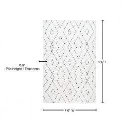 Beaulah Modern Geometric Shag White 8 ft. x 10 ft. Area Rug by nuLOOM -nuLOOM Sales Store white nuloom area rugs hjkz01a 76096 76 1000