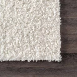 Marlow Soft Shaggy Faux Sheepskin Machine Washable White 6 ft. x 9 ft. Indoor Area Rug by nuLOOM -nuLOOM Sales Store white nuloom area rugs hjwt01a 609 44 1000